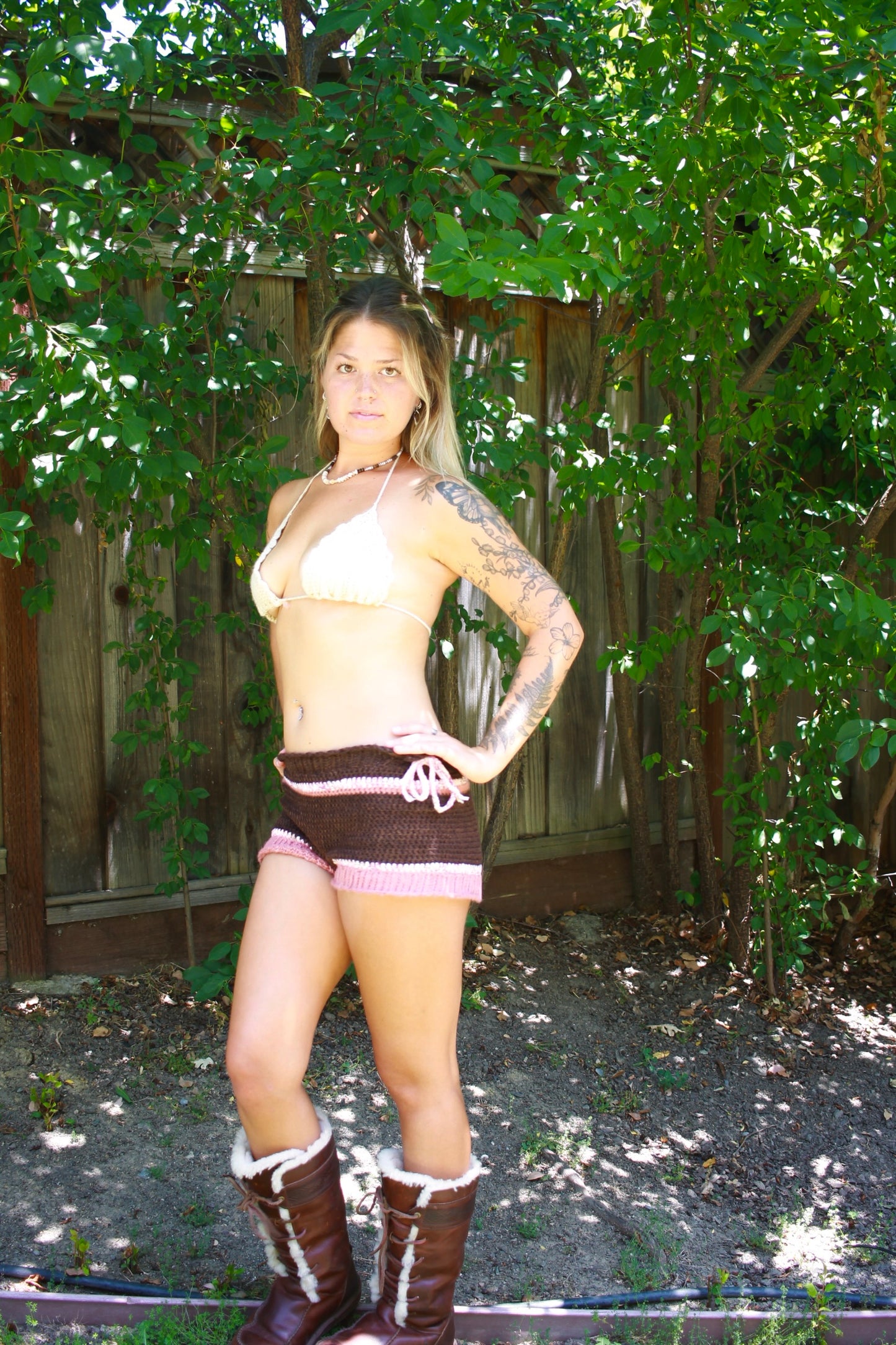 Posy side tie bow baby shorts