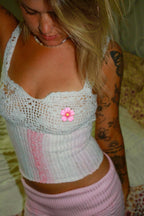 Lace filet crochet knit-inspired tank