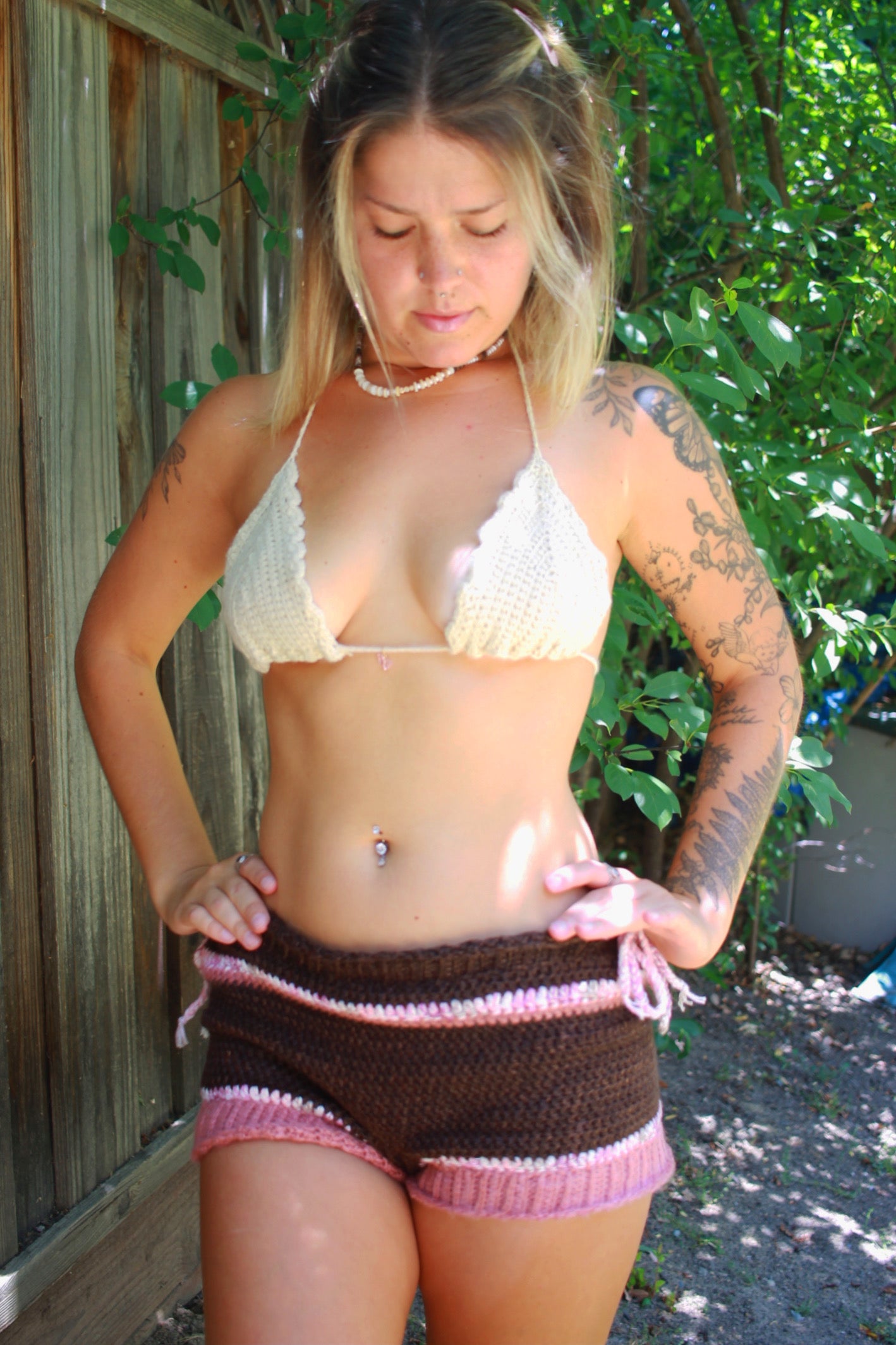 Posy side tie bow baby shorts