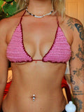 Pink stitch bikini set