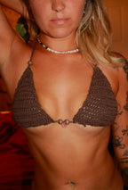 Brown beaded bikini set