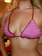 Pink stitch bikini set